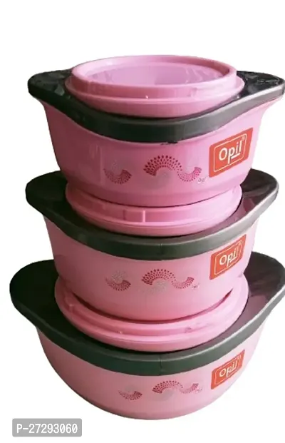 Jagdamba steel's  Vintage pink  Pack of 3 Thermoware Casserole Set;(2000 ml, 1500 ml, 1000 ml)