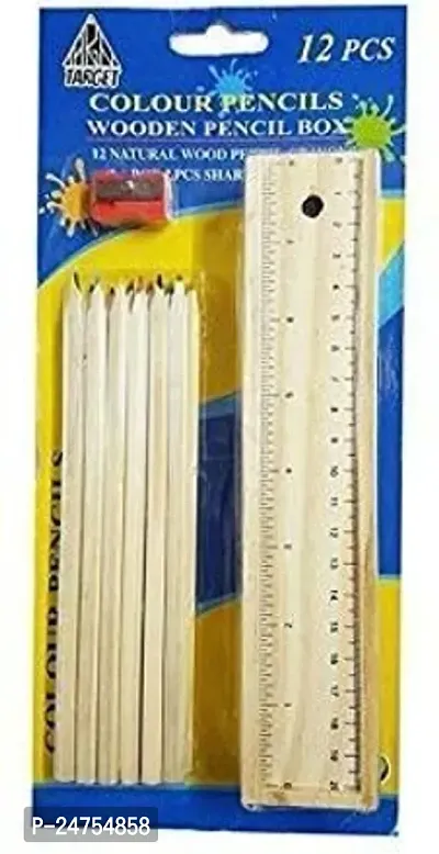 53 Arts Wooden Pencil Set with 12 Color Pencil Pencil (Brown)
