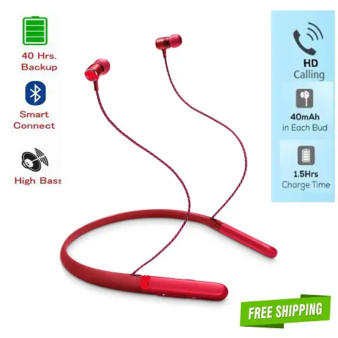Live-200 Neckband Upto -Neckband hi-bass Wireless Bluetooth Bluetooth Headset (Red, In the Ear)