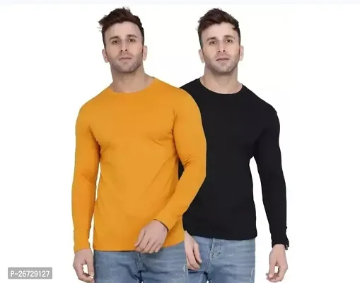 Reliable Multicoloured Polyester Solid Round Neck Tees For Men Pack Of 2-thumb0