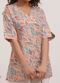 Elegant White Cotton Blend Printed Top For Women-thumb2