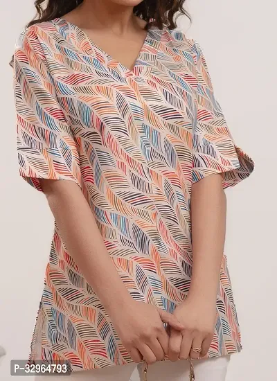 Elegant White Cotton Blend Printed Top For Women-thumb3