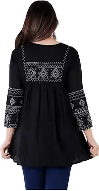 Women's Rayon Embroidered Casual Top (Black_XL)-thumb1