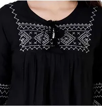 Women's Rayon Embroidered Casual Top (Black_XL)-thumb2