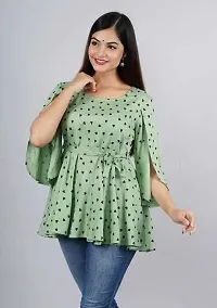 Women's Rayon Heart Design Printed Casual Top (Light Green_L)-thumb3