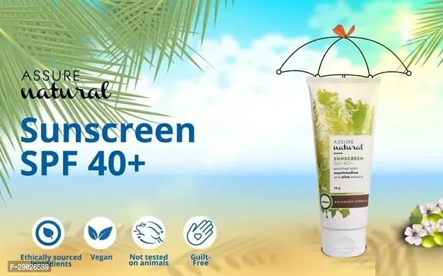 Assure Marshmallow and Olive Extracts Natural Sunscreen Cream with SPF 40+ (75g) Pack of 3-thumb4