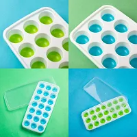 Homeglare Ice Cube Tray with Lid 1 pc 21 Cube (Color and Print May Vary) Multicolor Silicone Ice Cube Tray (Pack of1)-thumb2