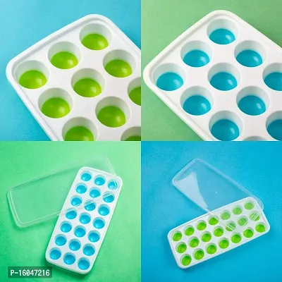 Homeglare Ice Cube Tray with Lid 1 pc 21 Cube (Color and Print May Vary) Multicolor Silicone Ice Cube Tray (Pack of1)-thumb3