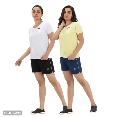 STYLE AK Women Solid White, Yellow, Black, Blue Top  Shorts Set-thumb0