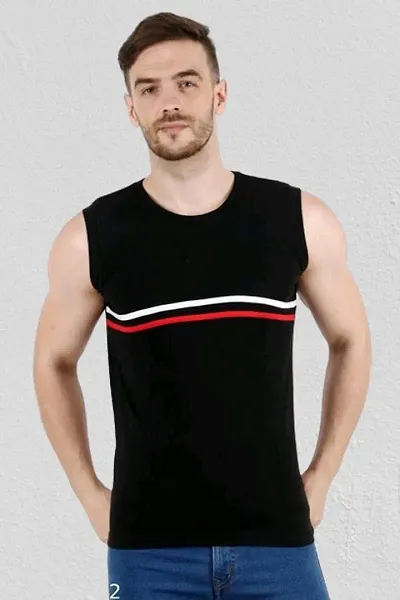 Men's Cotton Color Block Sleeveless T-Shirt