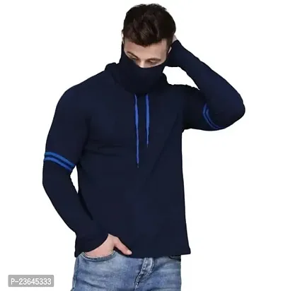 Trendy Cotton Blend Regular Fit Hoodie with Mask for Men-thumb0