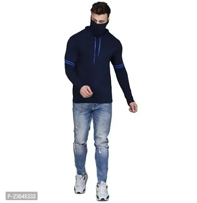 Trendy Cotton Blend Regular Fit Hoodie with Mask for Men-thumb2