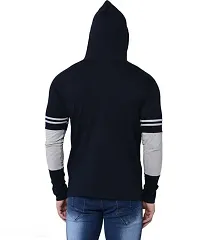 New Stylish Men Navyblue Solid Full Sleeves Hooded Tshirt-thumb1