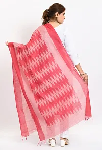 MOEZA Women's Dark Pink Woven Design Pure Cotton Ikat Dupatta, Pack of 1, MFD0141-thumb1
