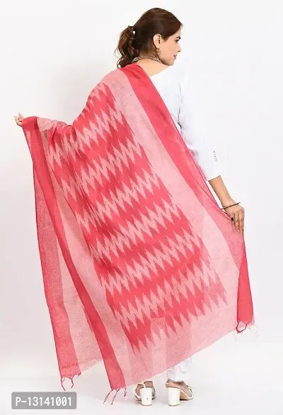 MOEZA Women's Dark Pink Woven Design Pure Cotton Ikat Dupatta, Pack of 1, MFD0141-thumb2