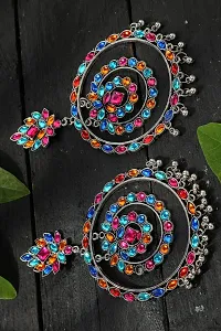 Johar Kamal Women's Multi Colour Kundan circles Earrings, Pack of 1, JKER_137-thumb2