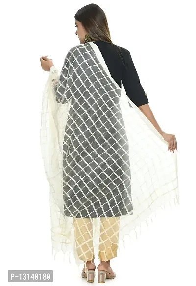 MOEZA Cotton Square Off White Dupatta, Pack of 1, MFD0008-thumb3