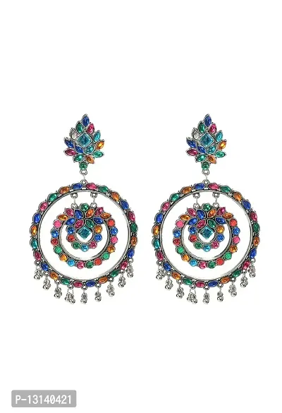 Johar Kamal Women's Multi Colour Kundan circles Earrings, Pack of 1, JKER_137-thumb0