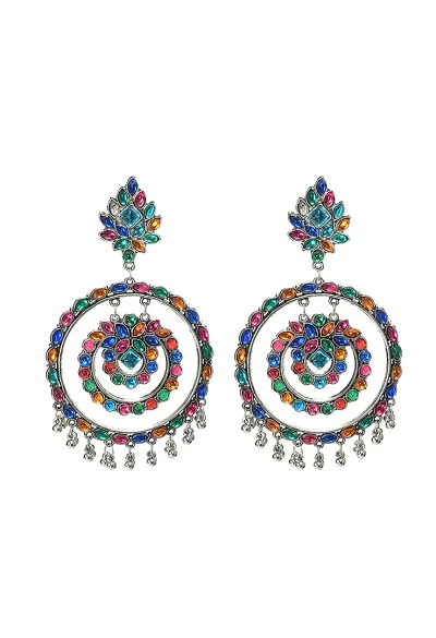 Kriosm Jewels Oxidised Stone Studded Earring for Women,