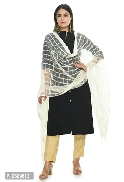 MOEZA Off White Cotton Square Dupatta-thumb2