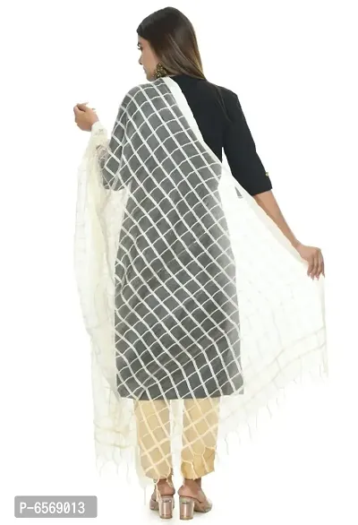 MOEZA Off White Cotton Square Dupatta-thumb3