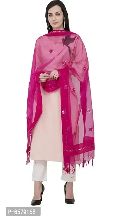 MOEZA Magenta Orgenza Gota Flower Dupatta-thumb0