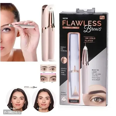 FLAWLESS TRIMMER. Eyebrows Hair shaver with fine hair remover. Gold coated trimming head for clean and cut free shave. BATTERY NOT INCLUDED.-thumb0