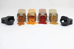 Salt  Pepper Square Glass Spice Jar with Black Sifter Two Sided Sifter Cap,Masala jar Spice Container (Each Bottle 120ml) (12 Piece)-thumb3