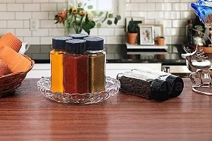 Salt  Pepper Square Glass Spice Jar with Black Sifter Two Sided Sifter Cap,Masala jar Spice Container (Each Bottle 120ml) (12 Piece)-thumb2
