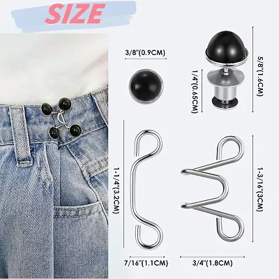 Buy Detachable Buttons for Jeans,2 Sets Adjustable Waist Buckle Extender  for Jeans Waist Tightener Instant Jean Buttons for Loose Jeans Pants Dress,  No Sewing Required Detachable Jean Pin (Black Pearl) - Lowest