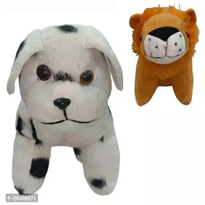 Chintu Dog And Lion Cute Soft Plushie Stuffed Toy For Kids Small Soft Toys Perfect Plush Toys For Gifting-Combo Toys Pack Of 2