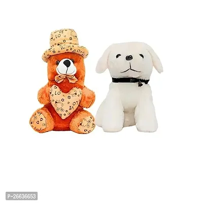 BAMANI Teddy Bear  White Dog Cute Soft Plushie Stuffed Toy for Kids Small Soft Toys Perfect Plush Toys for Gifting-Combo Toys (Pack of 2)-thumb0