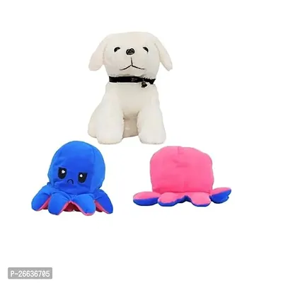 BAMANI Reversible Octopus  Aj Cap Cute Dog Soft Plushie Stuffed Toy for Kids Small Soft Toys Perfect Plush Toys for Gifting-Combo Toys (Pack of 2)-thumb0