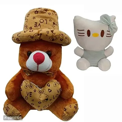 BAMANI Ring Cap Teddy  Kity Cute Soft Plushie Stuffed Toy for Kids Small Soft Toys Perfect Plush Toys for Gifting-Combo Toys (Pack of 2)