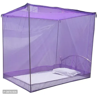 Stylish Single Bed Cotton Edge Traditional Mosquito Net (Violet, 4x6 ft)-thumb0