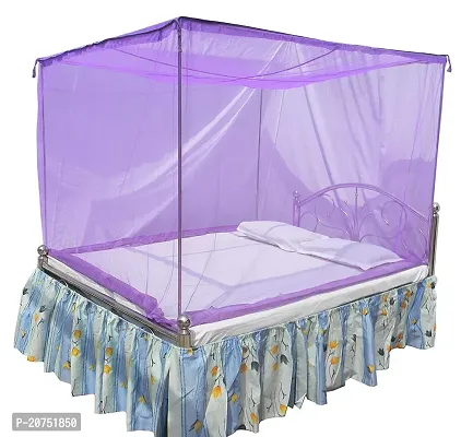 Stylish Double Bed Cotton Edge Traditional Mosquito Net (Purple, 8X8 ft) (Cotton, 6X6 Feet)-thumb0