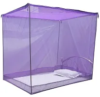 Stylish Single Bed Cotton Edge Traditional Mosquito Net (Violet, 4x6 ft)-thumb1