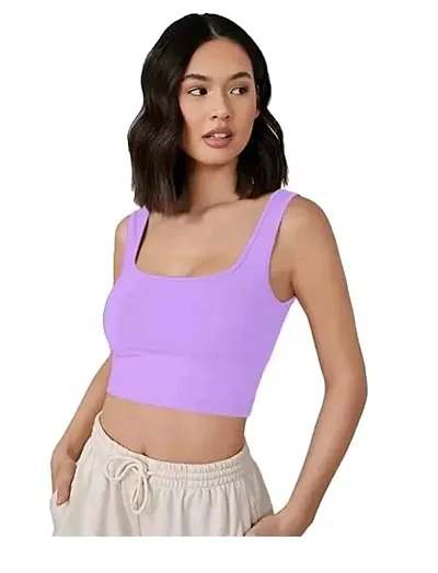 Tiya Creation Top for Women | Women's & Girls' Solid Ribbed Square Neck Tank Tops | Tops for Women | Crop top Tank top | Beach wear | Stylish Tops