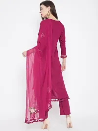 Straight Maroon  Rayon Kurta, Bottom and Dupatta Set-thumb1