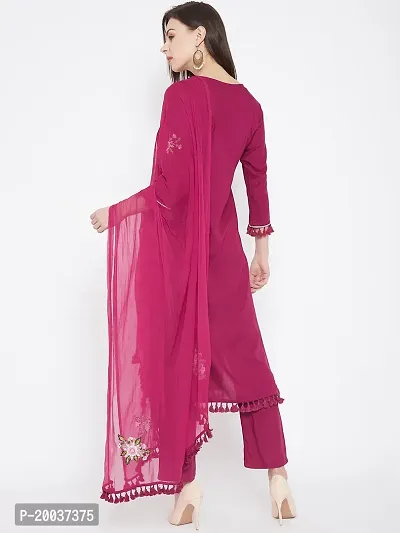 Straight Maroon  Rayon Kurta, Bottom and Dupatta Set-thumb2