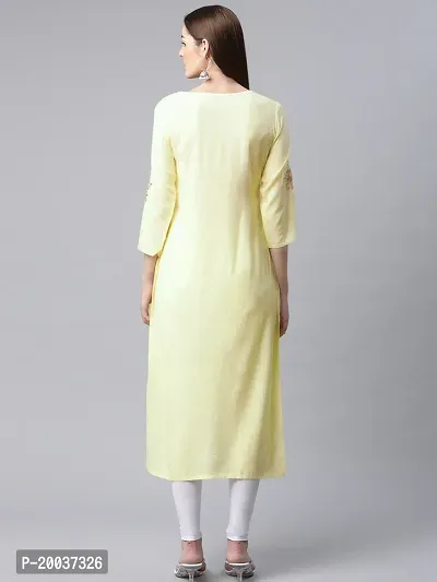 Straight Yellow  Rayon Kurta, Bottom Set For Women-thumb5