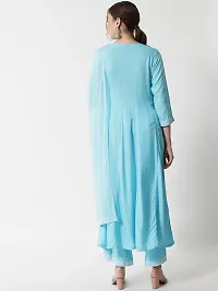 Anarkali Blue  Rayon Kurta, Bottom and Dupatta Set-thumb2