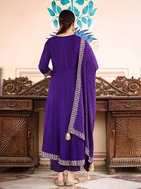 Anarkali Purple Embroidered Rayon Kurta-thumb3