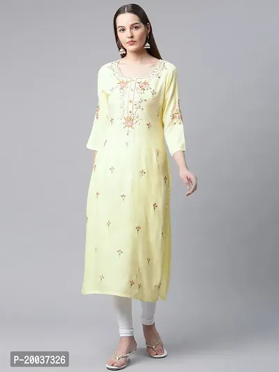 Straight Yellow  Rayon Kurta, Bottom Set For Women-thumb0