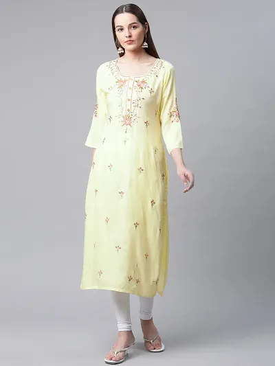 Straight Rayon Kurta, Bottom Set For Women