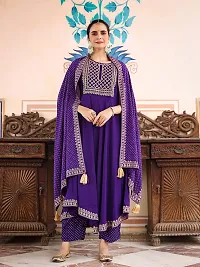 Anarkali Purple Embroidered Rayon Kurta-thumb2