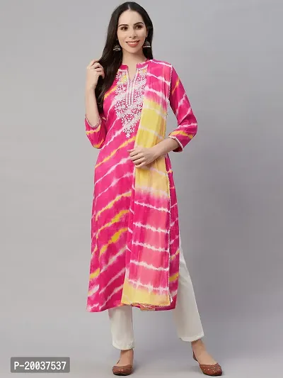 Straight Pink  Art Silk Kurta, Bottom and Dupatta Set