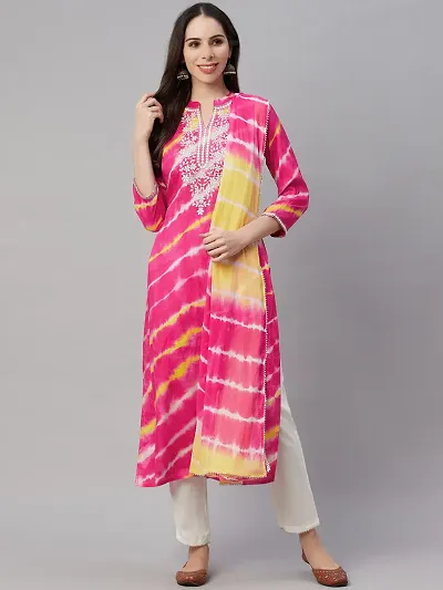 Straight Art Silk Kurta, Bottom and Dupatta Set