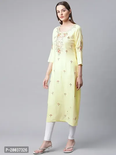 Straight Yellow  Rayon Kurta, Bottom Set For Women-thumb4