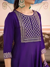 Anarkali Purple Embroidered Rayon Kurta-thumb4